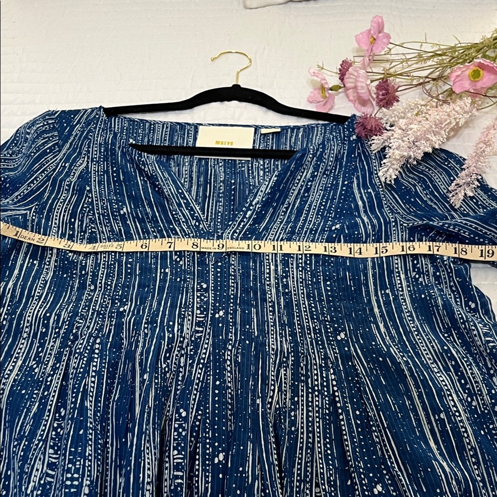 🌺Anthropology Mauve Blue and White Striped Peplum Blouse - Picture 5 of 6